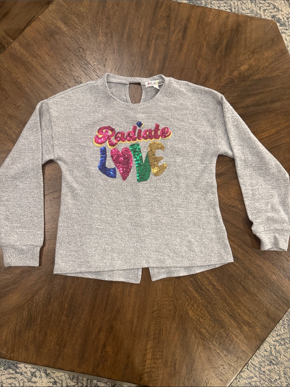 Kids Gray 'Radiate Love' Sequin Sweatshirt